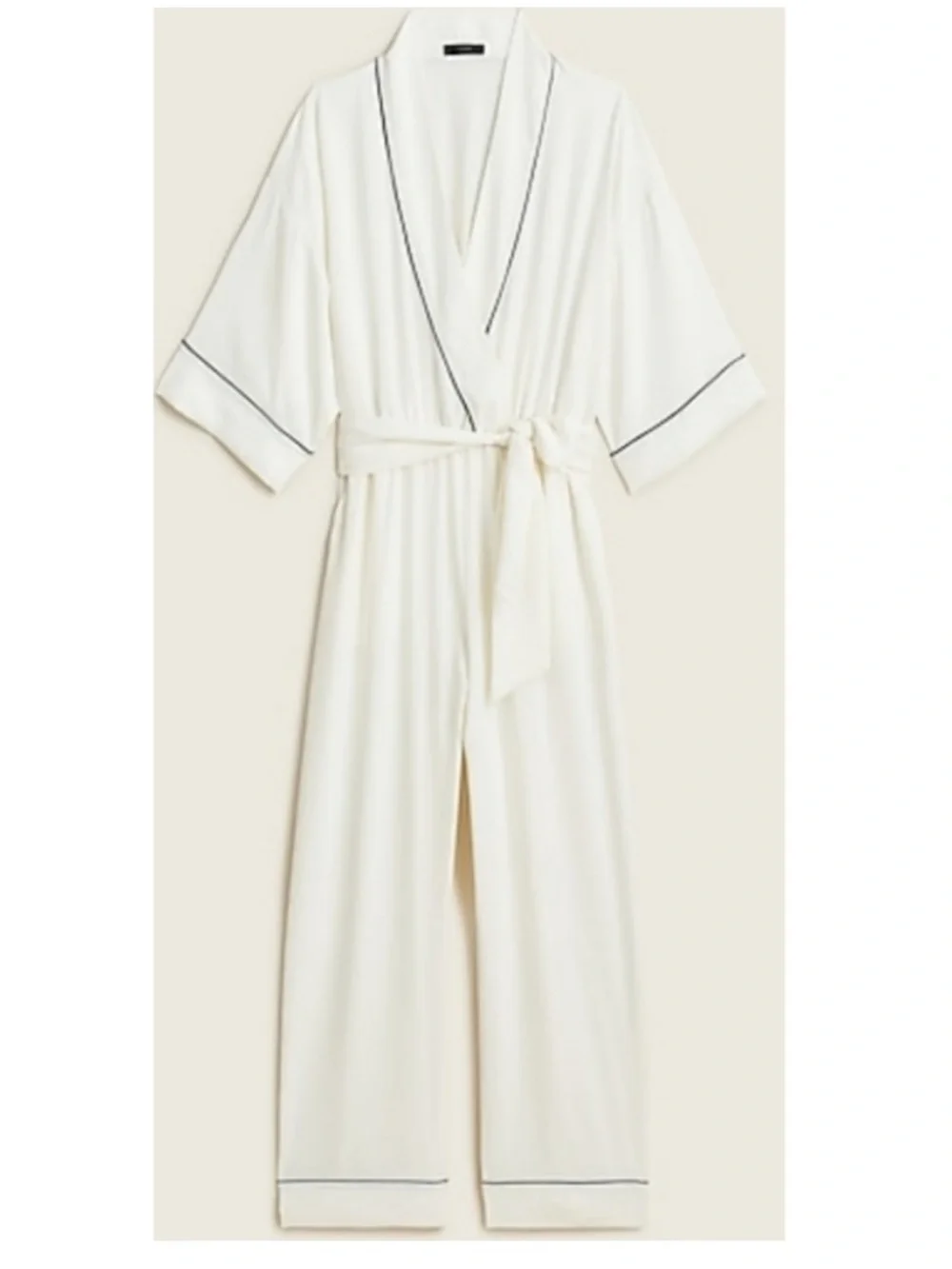 NWT J. Crew Easy-luxe Eco Jumpsuit White with Navy Trim Size Medium